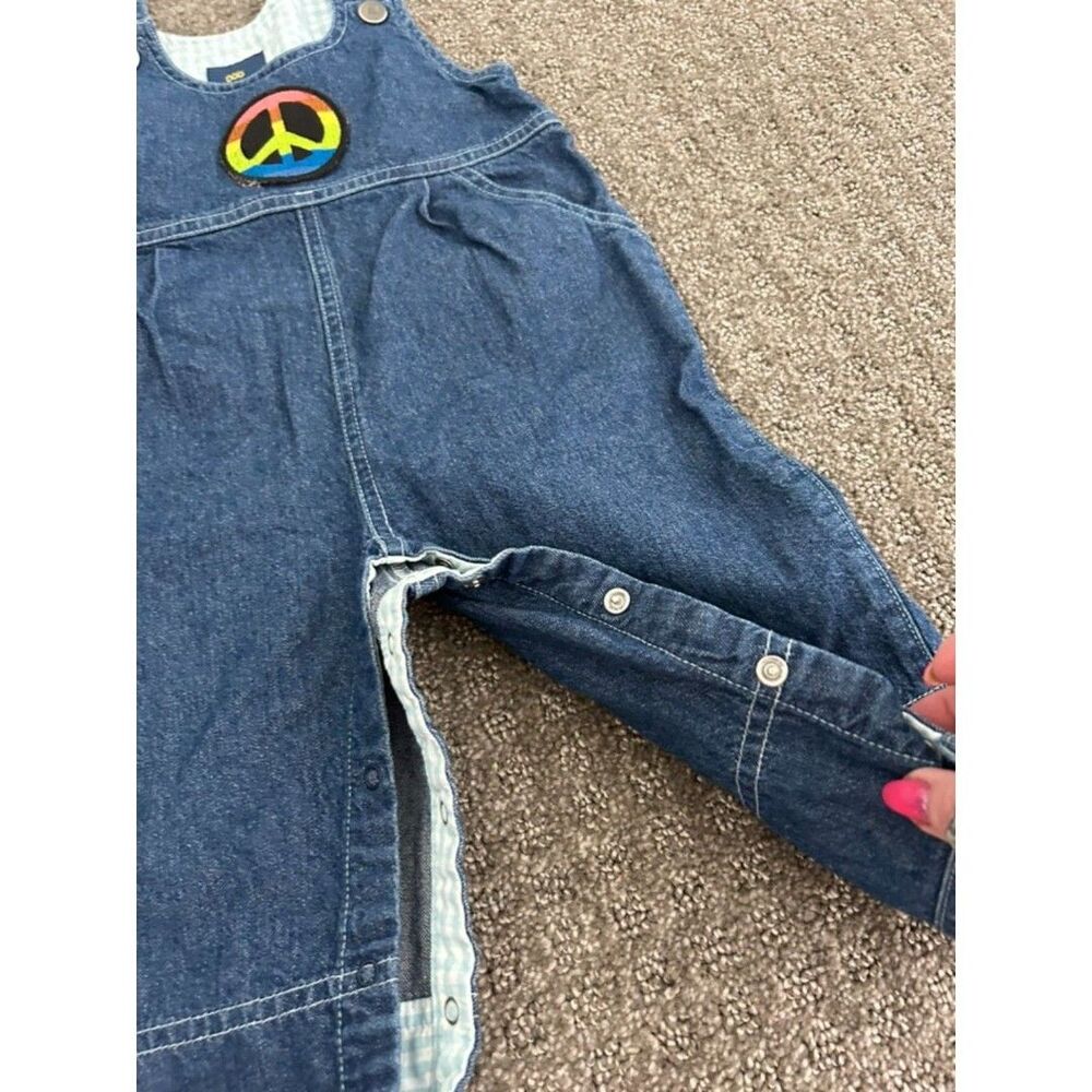 Baby Boo Overalls with Rainbow Peace Sign, Snap Close Pants, Size 6-9 Months - Picture 5 of 6